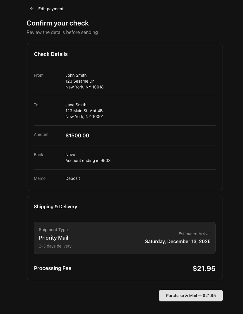 Review your payment in the web app
